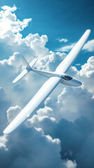 Close-up of a glider soaring smoothly across a clear blue sky