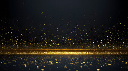 Golden Glittering Particles Background with Light Dust Effect for Shiny Designs