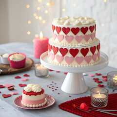 Heart Tiered Cake & Sweet Treats on transparent background