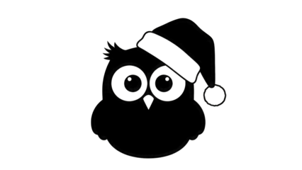 Cartoon owl wearing Santa hat isolated on a transparent background