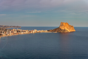 Pe&ntilde;&oacute;n de ifach natural park and calpe city coastline in spain
