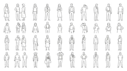 Set of people figures for architectural elevation, an auto cad drawing collection.