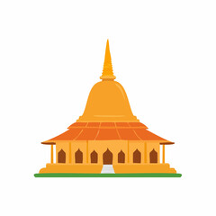 Naklejka premium Golden Stupa Temple Icon Vector Illustration Cultural Asian Pagoda