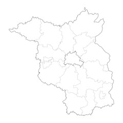 High Detail Vector Map of Brandenburg Germany with Districts and Political Boundaries Black Outline Isolated on Transparent Background (Brandenburg Karte)