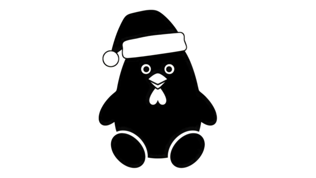 Chicken wearing Santa hat isolated on a transparent background - Powered by Adobe