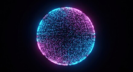 Naklejka premium Blue and Pink Neon Vibrant glowing neon particle 3d sphere