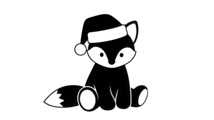 Cute fox wearing Santa hat isolated on a transparent background 1