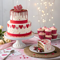 Valentine's Desserts with Heart Details on transparent background