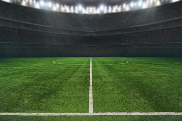 green textured soccer game field  - center, midfield