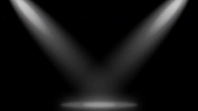 moving spotlights with empty studio backdrop alpha channel animation, ideal for stage lighting concert lighting adding text, logos, or products in your video projects
