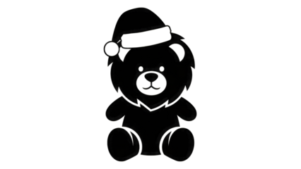 Teddy bear wearing Santa hat isolated on a transparent background 1