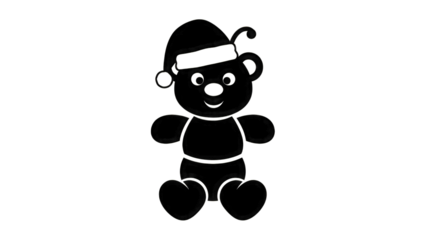 Teddy bear wearing Santa hat isolated on a transparent background 12