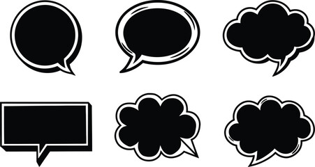 Comic Speech Bubbles and Thought Balloons Silhouette Vector Set