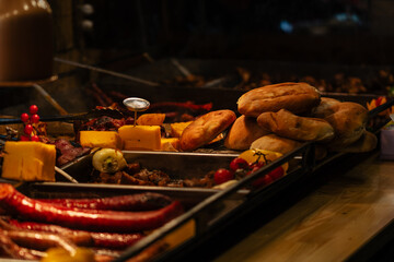 Traditional Romanian food at Bucharest Christmas Market. Tasty street food