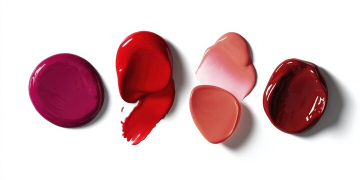 Colorful lipstick swatches on white background
