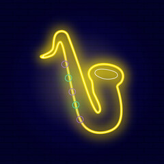 Neon vector illustration of a saxophone