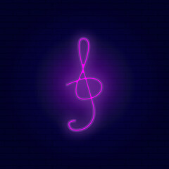 Neon vector illustration of a treble clef