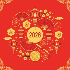 Chinese new year 2026 festive greeting card design