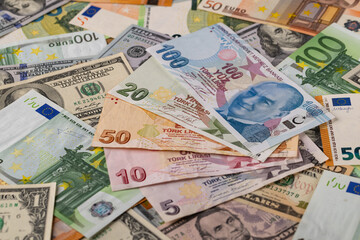 Global Currency Mix Chaos Dollar Euro Lira