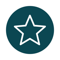 White Star Outline Inside Teal Circle with Jagged Edge on White Background  isolated on a transparent background