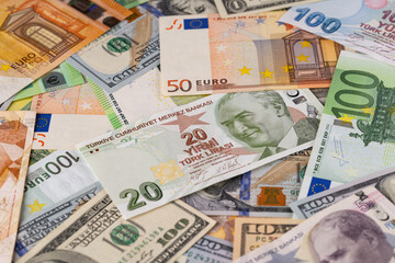 Global Currency Mix Chaos Dollar Euro Lira