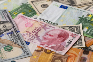 Global Currency Mix Chaos Dollar Euro Lira