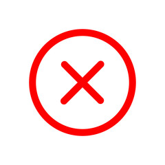 Red X Mark Inside a Circle with Jagged Edges on White Background cross incorrect isolated on a transparent background