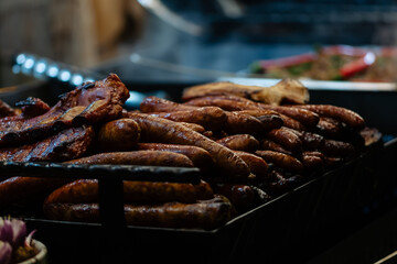 Traditional Romanian food at Bucharest Christmas Market. Tasty street food