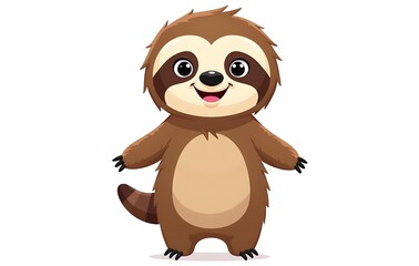 Naklejka premium Cute happy cartoon mammal portrait with brown fur and striped tail