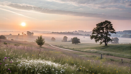 sunrise over the field