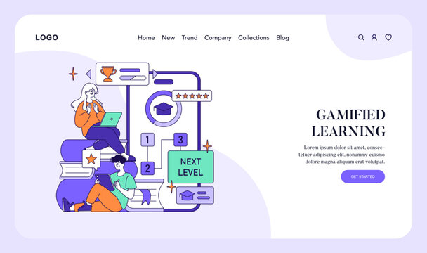 Gamified Learning Concept with Two People and Graphics