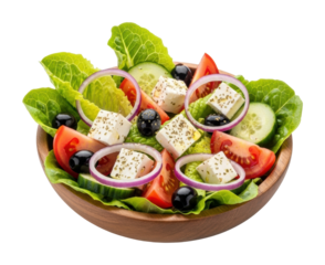 Fresh garden salad with feta home kitchen food bright isolated on transparent background