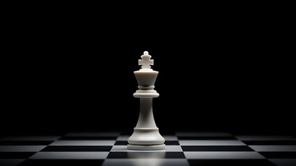 Elegant White King Chess piece On Dark Background Expressing Executive Strategy Prestige Power Minimal Luxury Concept