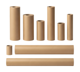 Packaging materials showcase paper rolls office environment overview isolated on transparent background