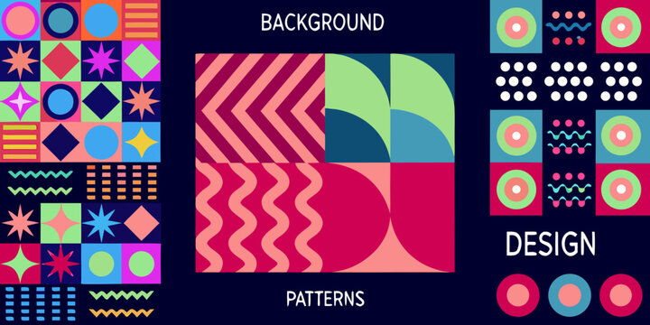 Colorful geometric pattern background with abstract shapes and retro design elements - Powered by Adobe