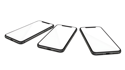 Three Smartphones Displaying Screens Side by Side