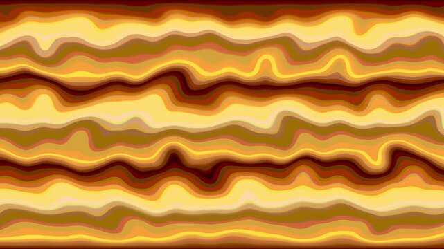 Abstract gold and black wavy horizontal lines background with layered fluid liquid texture