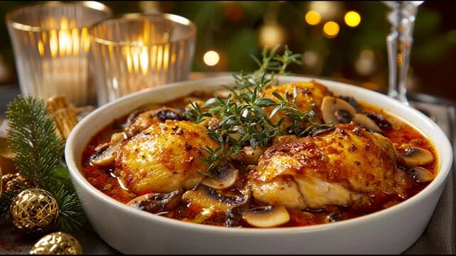 Baked Chicken Chasseur With Festive Decor
