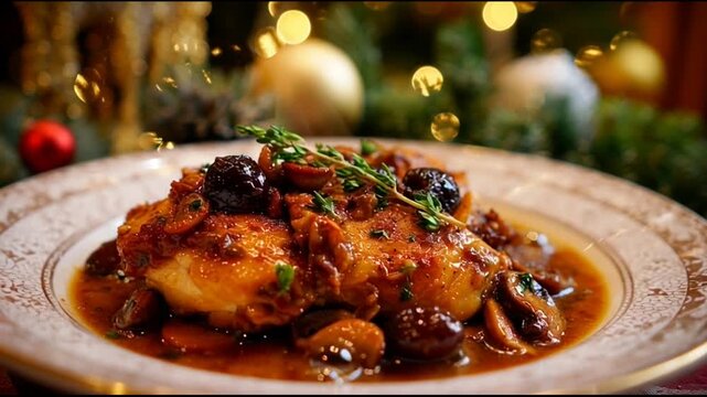 Baked Chicken Chasseur With Festive Decor