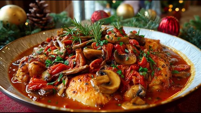 Baked Chicken Chasseur With Festive Decor