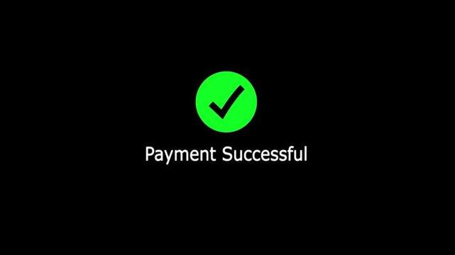 Payment successful animated, payment using a digital wallet, mobile payment.on black background.with video animation.