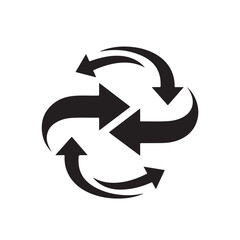 Circular arrows icon for data exchange and cycle process, vector symbol