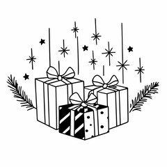  Christmas Gifts Vector Illustration with Festive Wrapped Presents