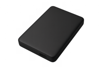 Portable solid state drive storing digital data transparent background