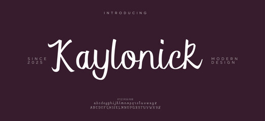 A bold, elegant font with sophisticated flair and unique, dynamic letterforms, perfect for premium branding.