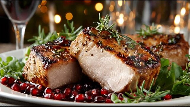 Roasted Pork Loin Chops With Winter Greenery