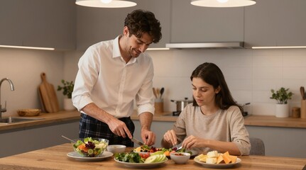 couple cooking together
