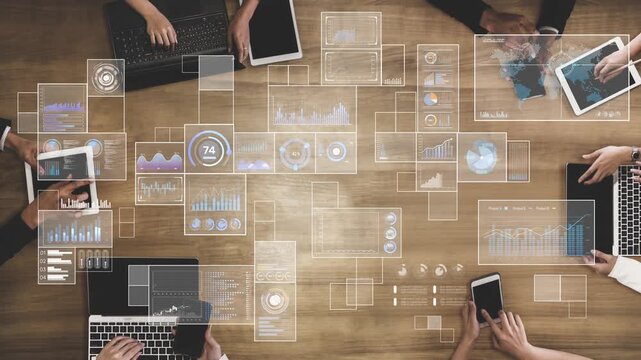 Data insights, charts, and analytics help visualize performance. Data drives strategy, analytics enhances growth, and data improves business outcomes through analytics. Marrow