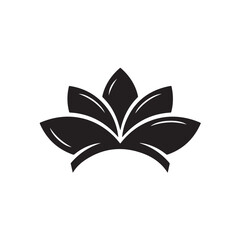 Black lotus flower icon for design and decoration, minimalist vector symbol