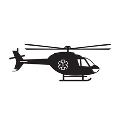 Emergency medical helicopter icon with star of life symbol, flat vector illustration